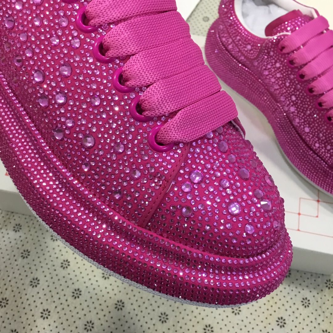 2023SS McQueen Crystal Drill Velvet Shoes 1:1 Replica, Sheepskin Lining, Size 35-41 - 图片 6