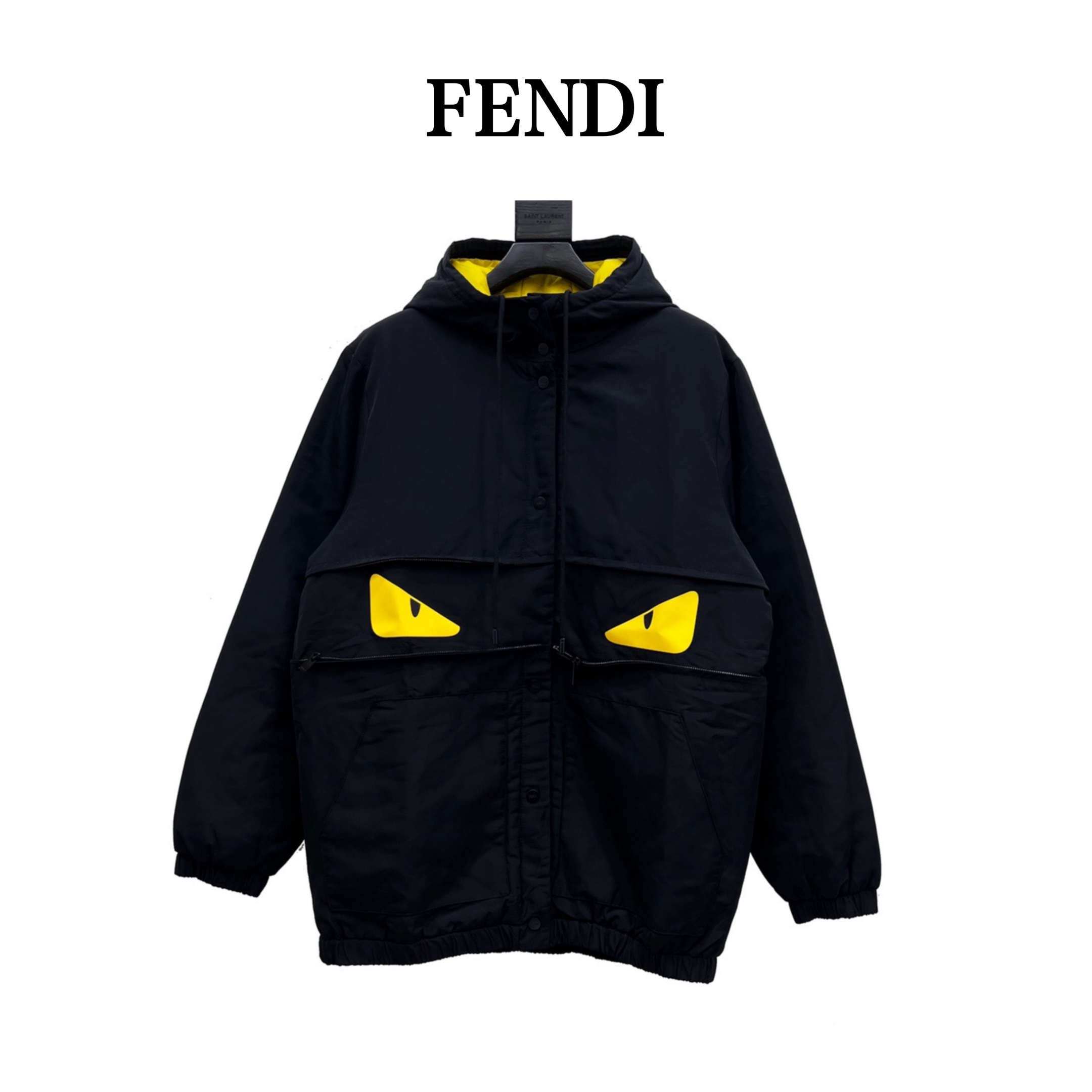 400 FENDI /芬迪 22FW 小怪兽胶皮眼睛连帽棉服外套