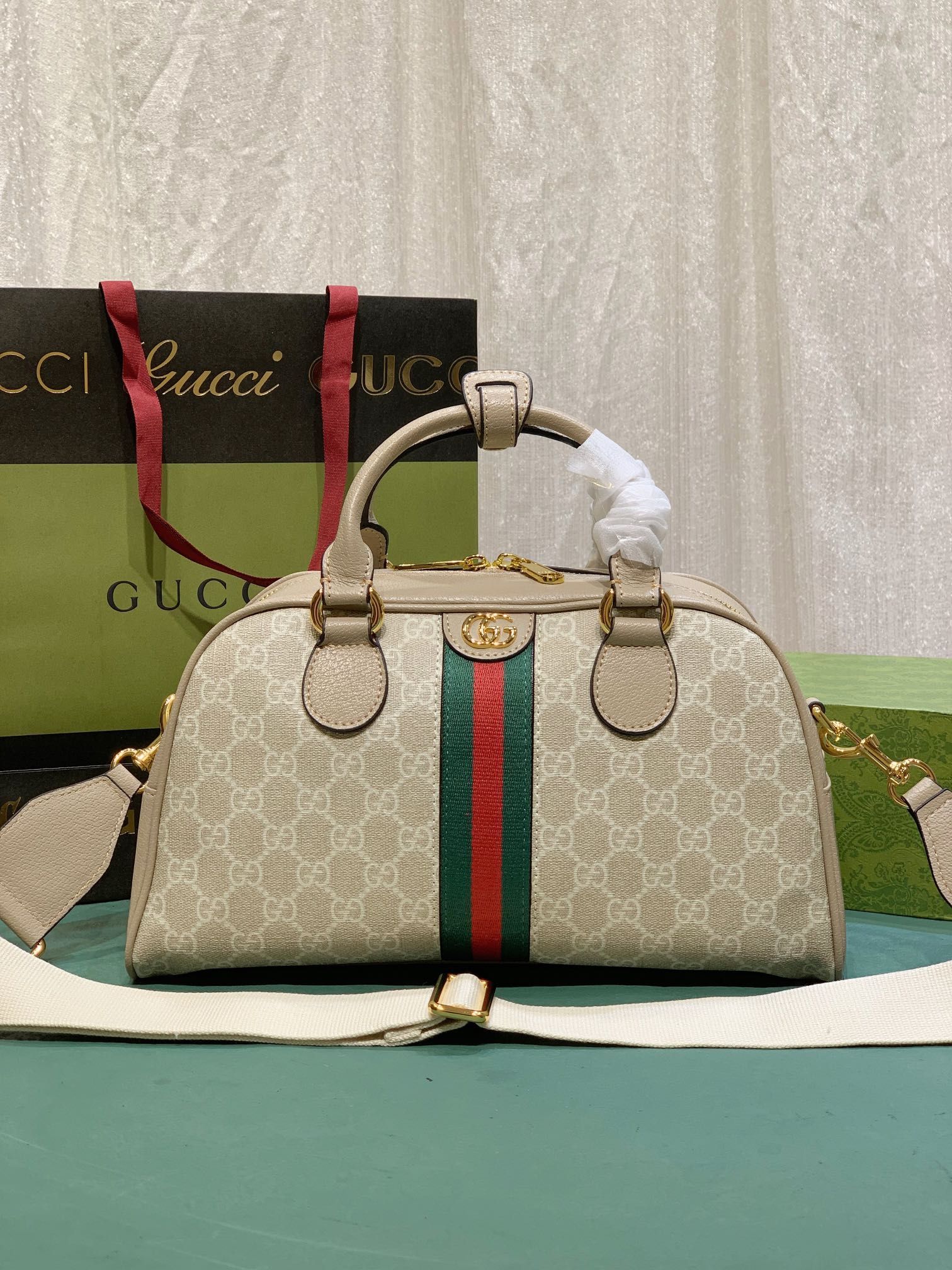 Gucci Ophidia Bags Handbags Beige Brown Rose Cotton