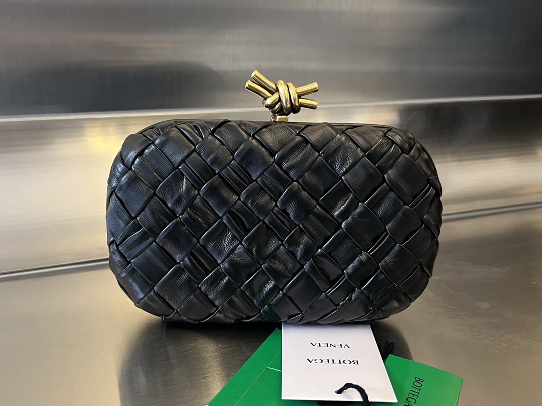 Bottega Veneta Knot woven clutch bag leather metal knot clasp