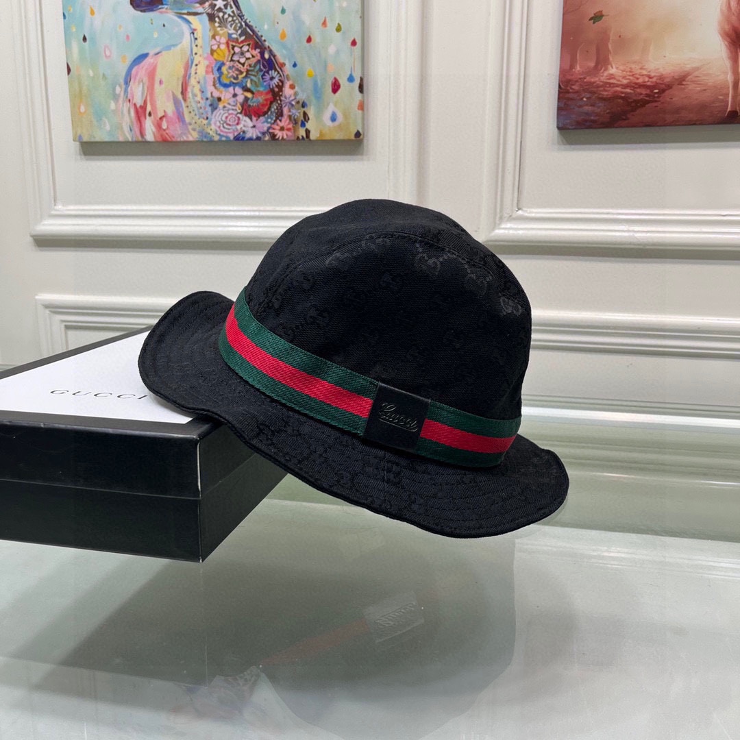 Gucci Replicas
 Hats Bucket Hat Green Red Canvas Cowhide Fashion