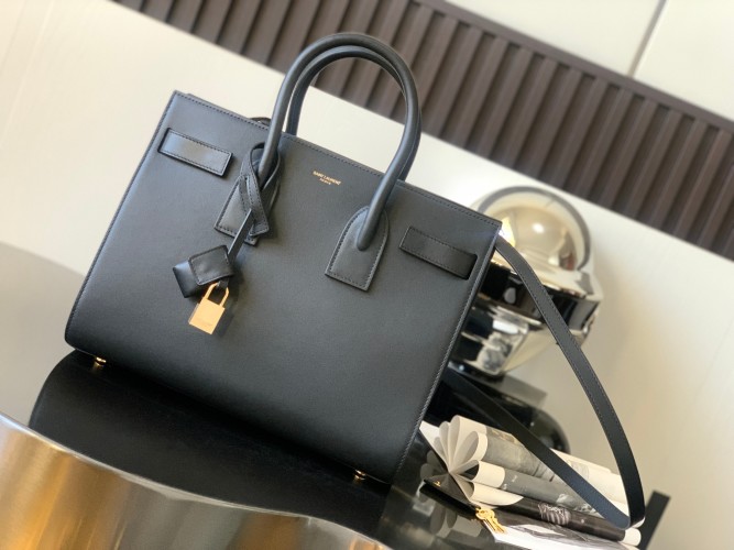 Yves Saint Laurent Sac De Jour Black Leather Top Handle Bag, 32cm