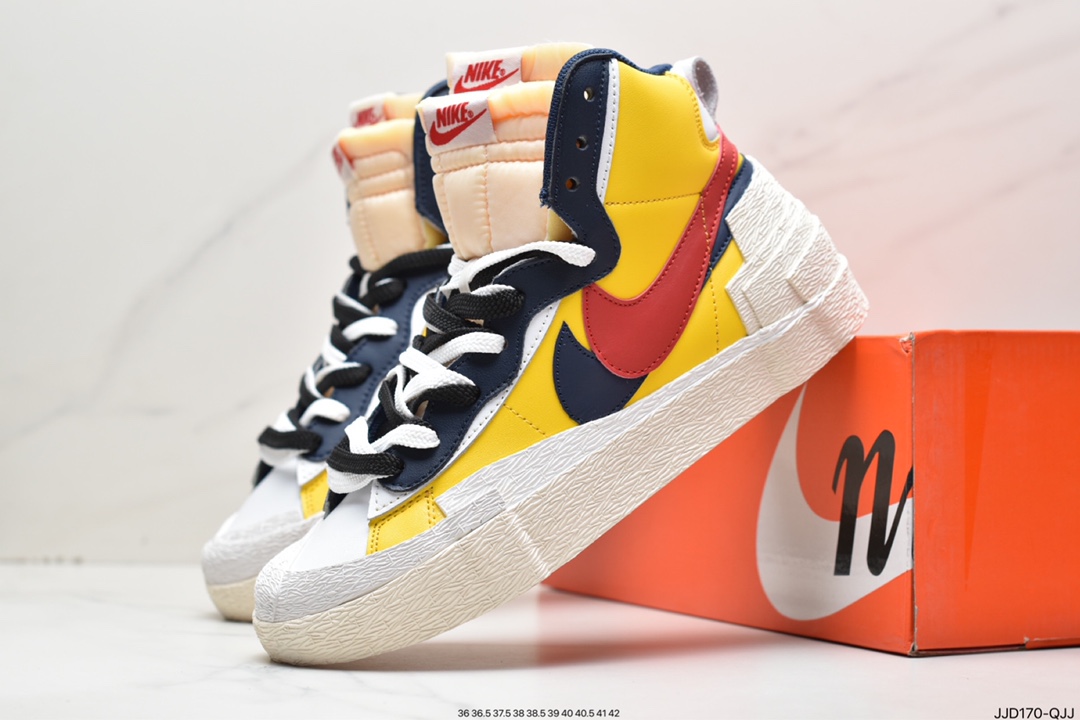 Sacai x /Nike Blazer Mid Trailblazer joint catwalk double hook double tongue men and women casual shoes lovers all-match sneakers BV0072-001/002/003/004