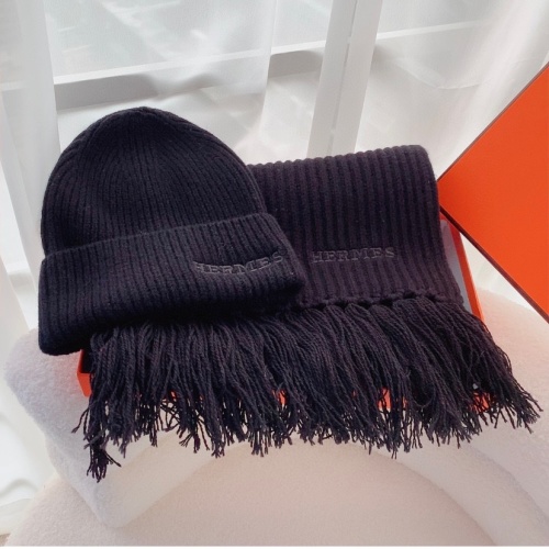 Hermès Cashmere Beanie Hat and Scarf Set, Unisex Winter Warm Knitted 1 Hermès Cashmere Beanie Hat and Scarf Set, Unisex Winter Warm Knitted