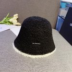 Balenciaga Hats Knitted Hat Straw Hat Black White Lambswool Fall/Winter Collection Fashion