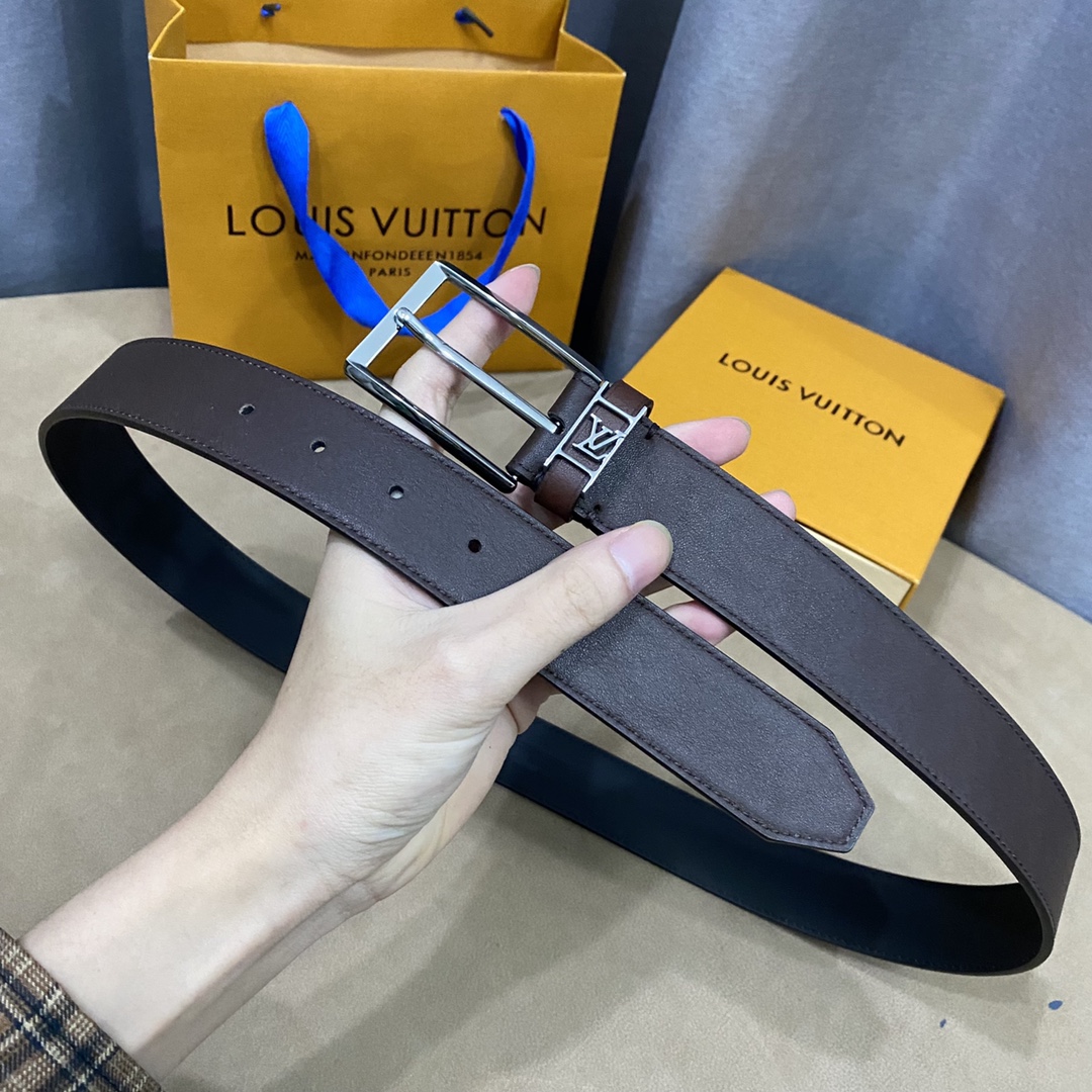 Louis Vuitton Belts Men Calfskin Cowhide