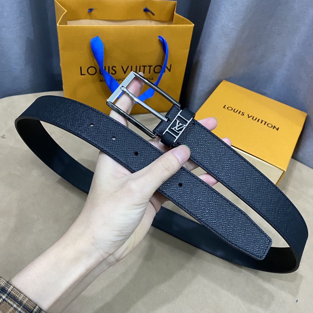 Louis Vuitton Belts Men Calfskin Cowhide