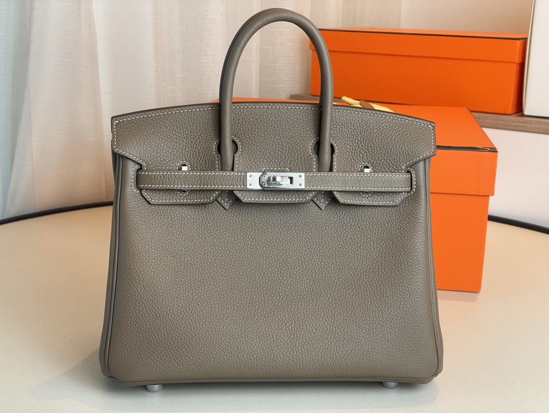 Hermes Birkin Bags Handbags AAA Class Replica
 Elephant Grey White Silver Hardware