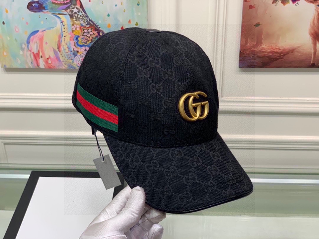 Buy best quality Replica Gucci Hats Baseball Cap Canvas Cowhide ...