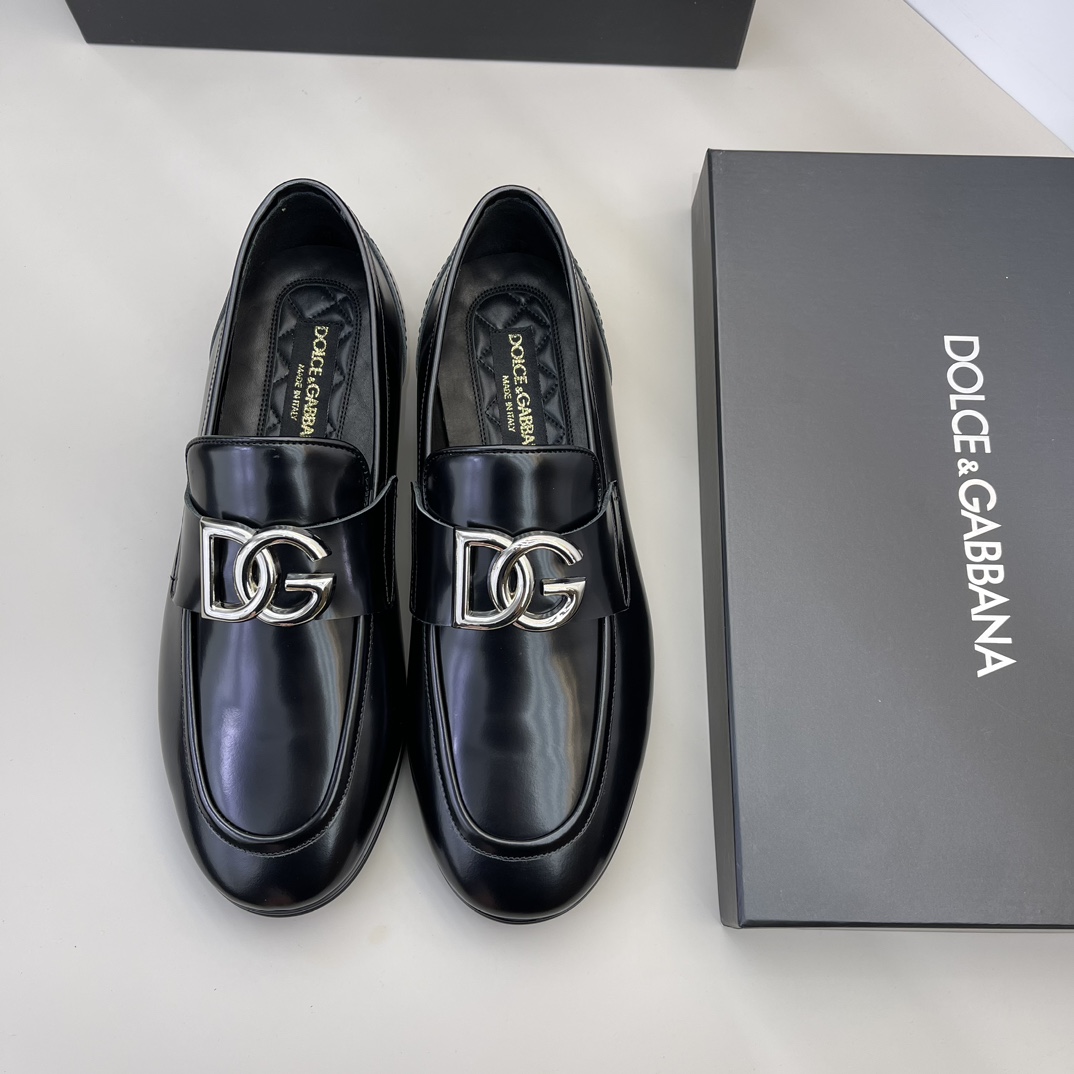 Dolce & Gabbana Men's Black Leather Loafers with DG Logo, Size 38-45 4 i1670773124 1314 2