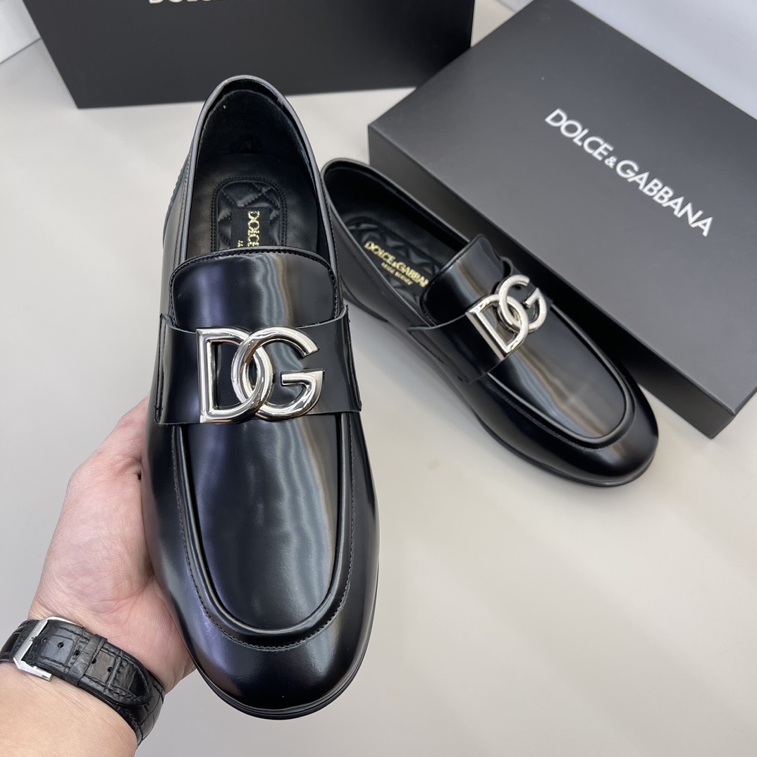 Dolce & Gabbana Men's Black Leather Loafers with DG Logo, Size 38-45 9 i1670773124 1574 7