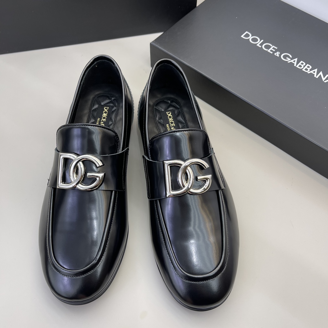 Dolce & Gabbana Men's Black Leather Loafers with DG Logo, Size 38-45 5 i1670773124 6443 3