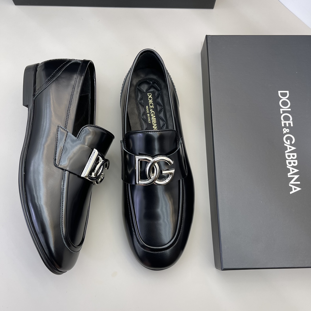 Dolce & Gabbana Men's Black Leather Loafers with DG Logo, Size 38-45 6 i1670773124 7031 4