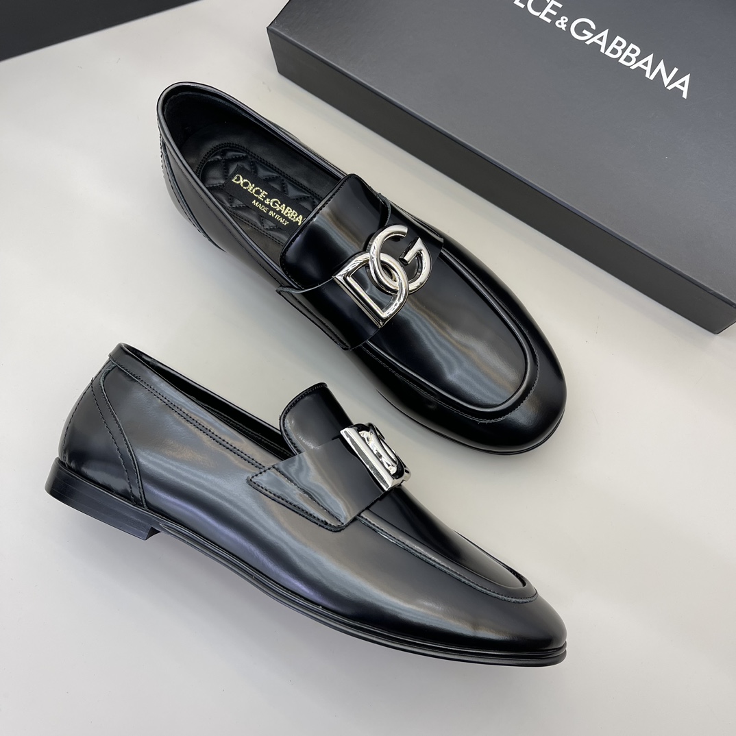 Dolce & Gabbana Men's Black Leather Loafers with DG Logo, Size 38-45 8 i1670773124 8322 6