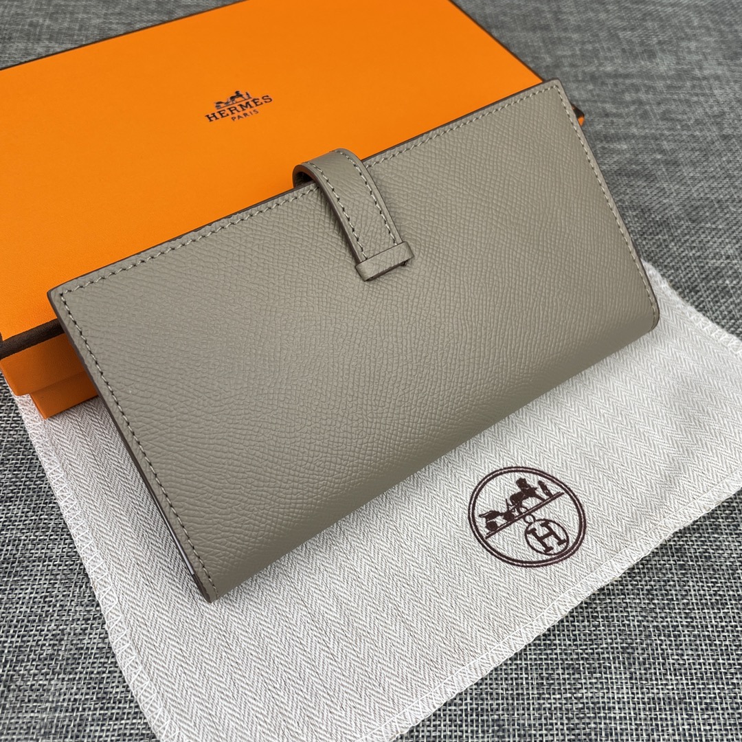 Hermes •原单。 Empson手掌纹 爱马仕女士新款纯色皮革内拉链口袋竖款钱包  💋专柜对版复刻 💋手感柔软，油边