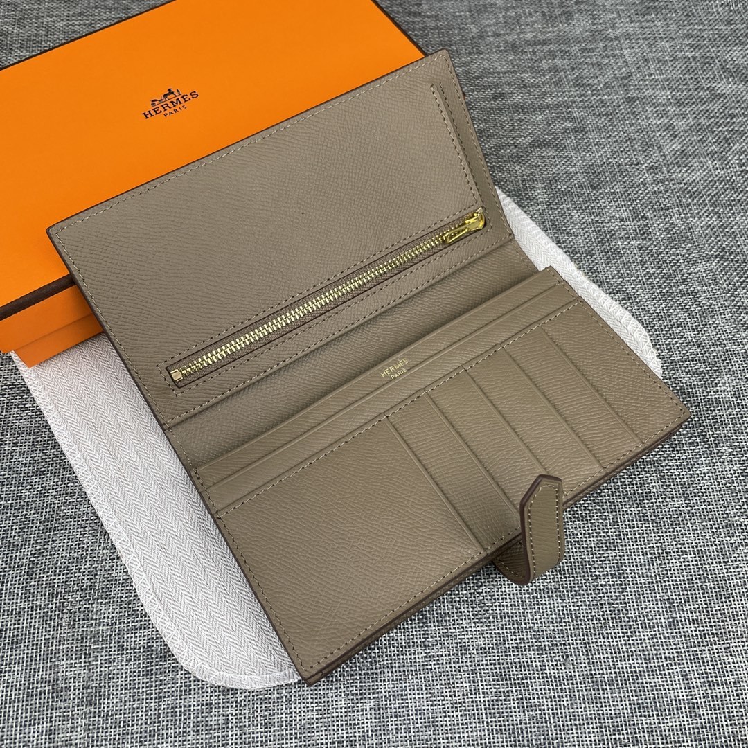 Hermes •原单P
Empson手掌纹
爱马仕女士新款纯色皮革内拉链口袋竖款钱包 
💋专柜对版复刻