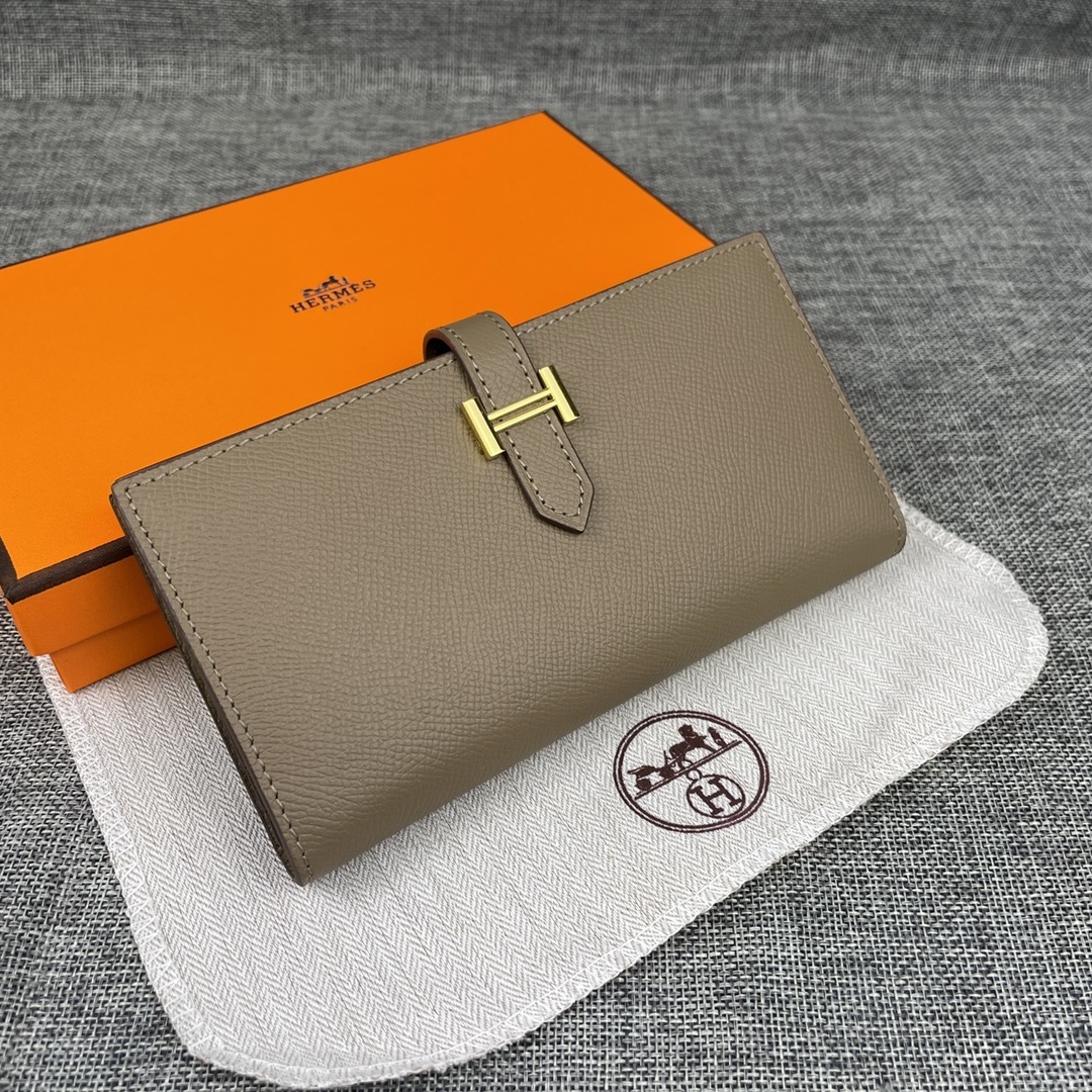 Hermes •原单P
Empson手掌纹
爱马仕女士新款纯色皮革内拉链口袋竖款钱包 
💋专柜对版复刻