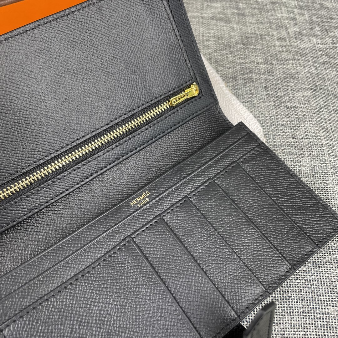 Hermes •原单P
Empson手掌纹
爱马仕女士新款纯色皮革内拉链口袋竖款钱包 
💋专柜对版复刻