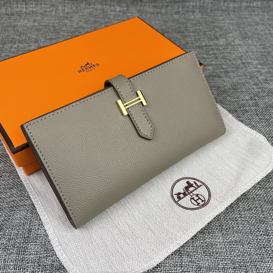Hermes •原单P
Empson手掌纹
爱马仕女士新款纯色皮革内拉链口袋竖款钱包 
💋专柜对版复刻