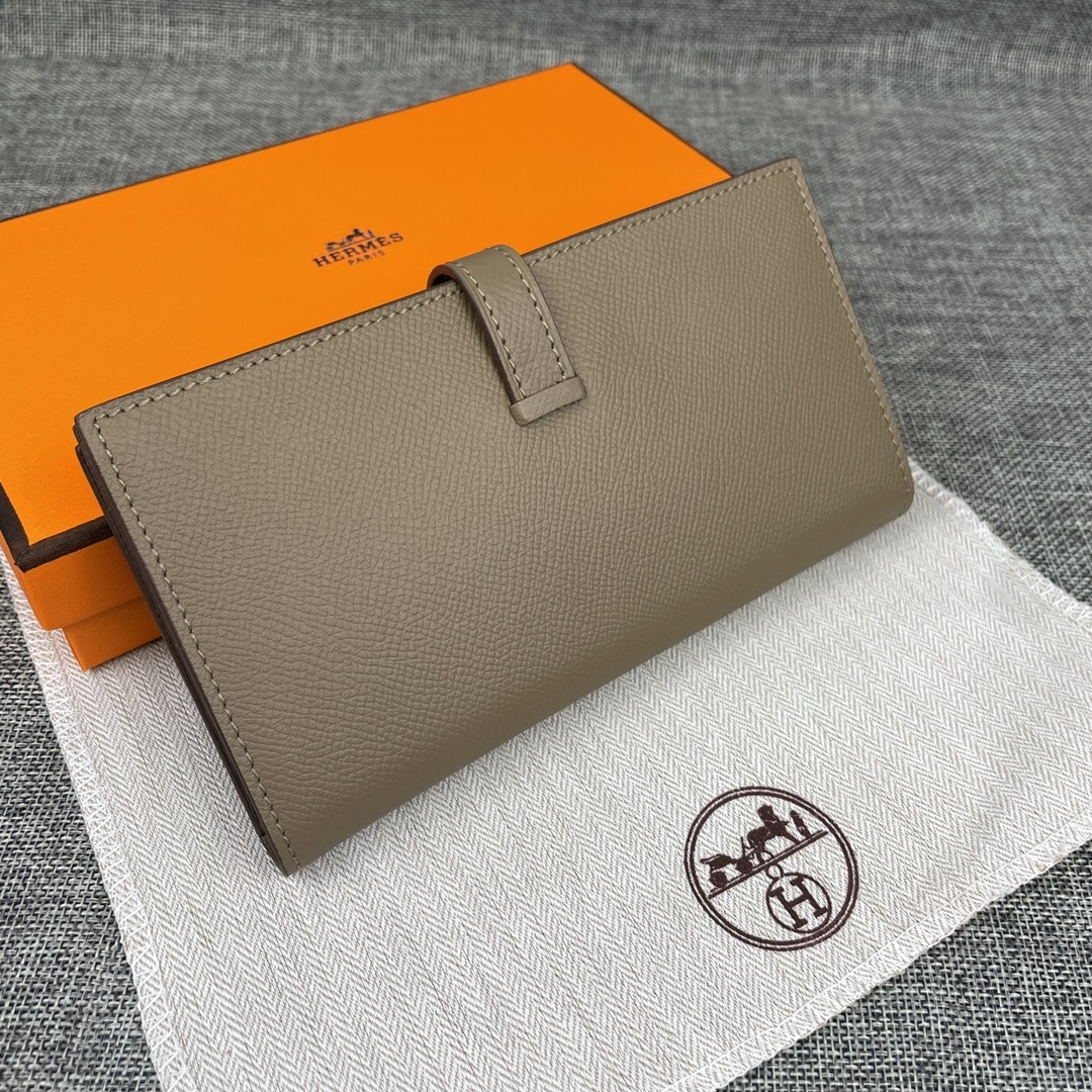 Hermes •原单P
Empson手掌纹
爱马仕女士新款纯色皮革内拉链口袋竖款钱包 
💋专柜对版复刻