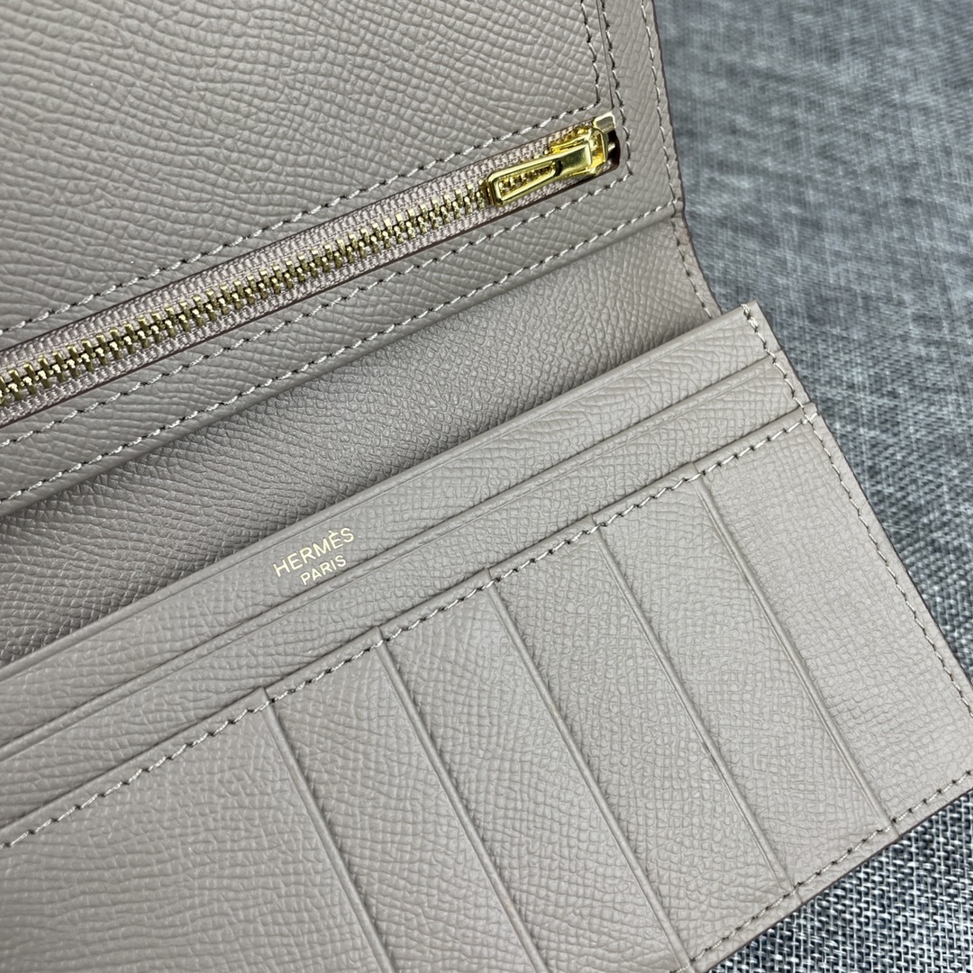 Hermes •原单P
Empson手掌纹
爱马仕女士新款纯色皮革内拉链口袋竖款钱包 
💋专柜对版复刻