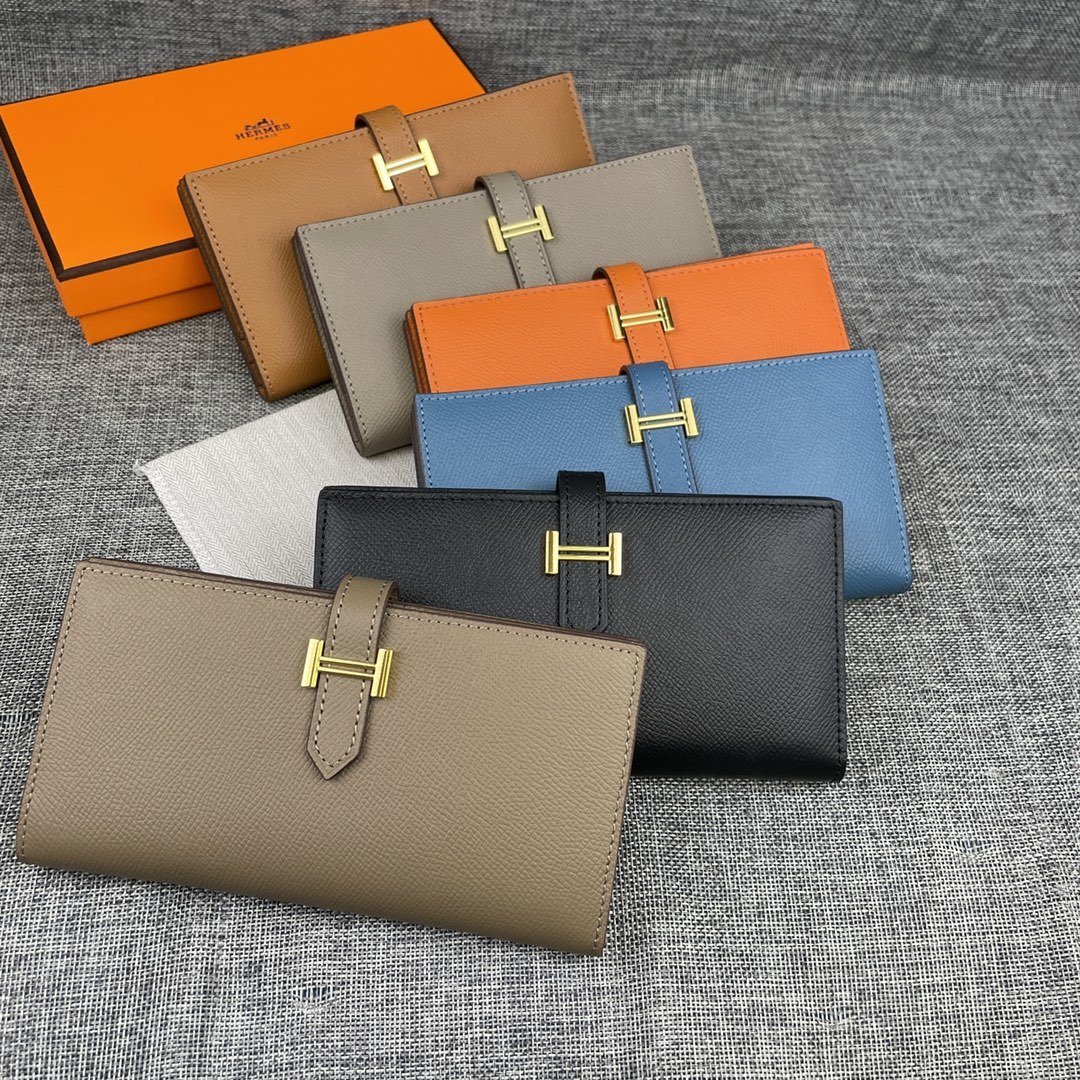 Hermes •原单P
Empson手掌纹
爱马仕女士新款纯色皮革内拉链口袋竖款钱包 
💋专柜对版复刻