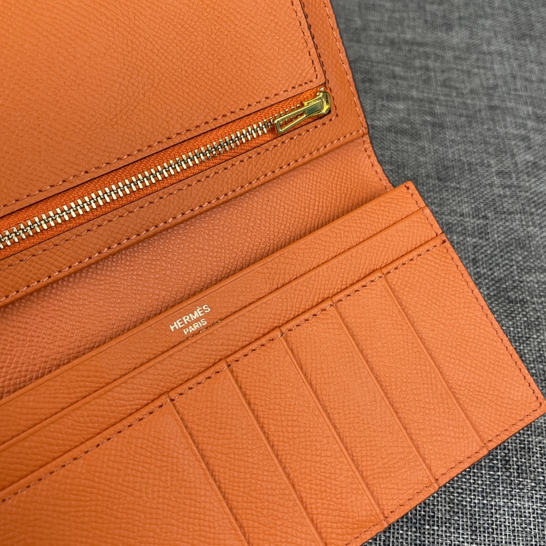Hermes •原单P
Empson手掌纹
爱马仕女士新款纯色皮革内拉链口袋竖款钱包 
💋专柜对版复刻