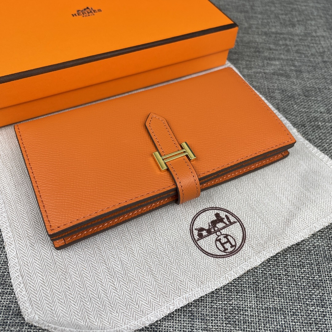 Hermes •原单P
Empson手掌纹
爱马仕女士新款纯色皮革内拉链口袋竖款钱包 
💋专柜对版复刻