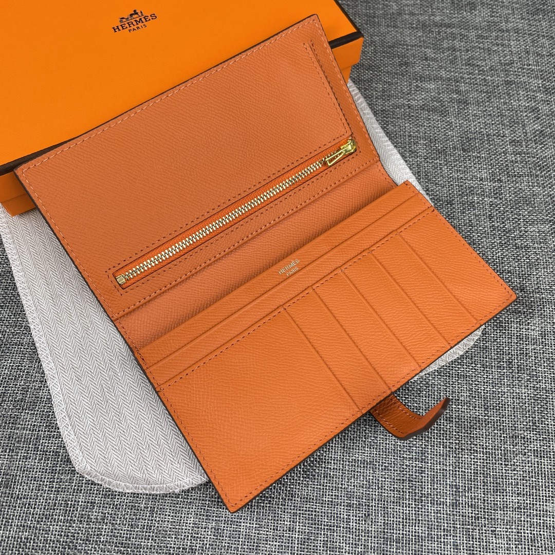 Hermes •原单P
Empson手掌纹
爱马仕女士新款纯色皮革内拉链口袋竖款钱包 
💋专柜对版复刻