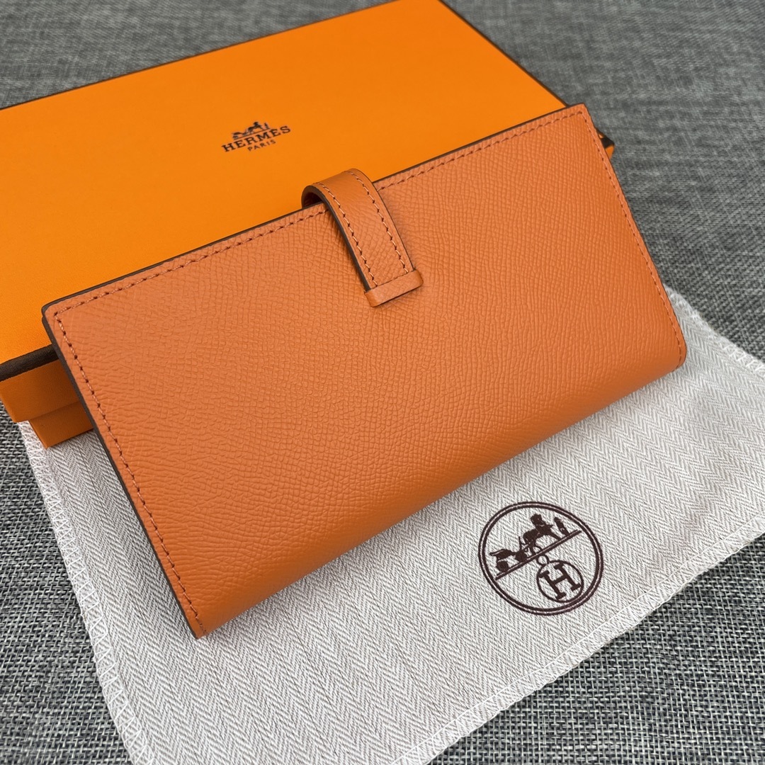 Hermes •原单P
Empson手掌纹
爱马仕女士新款纯色皮革内拉链口袋竖款钱包 
💋专柜对版复刻