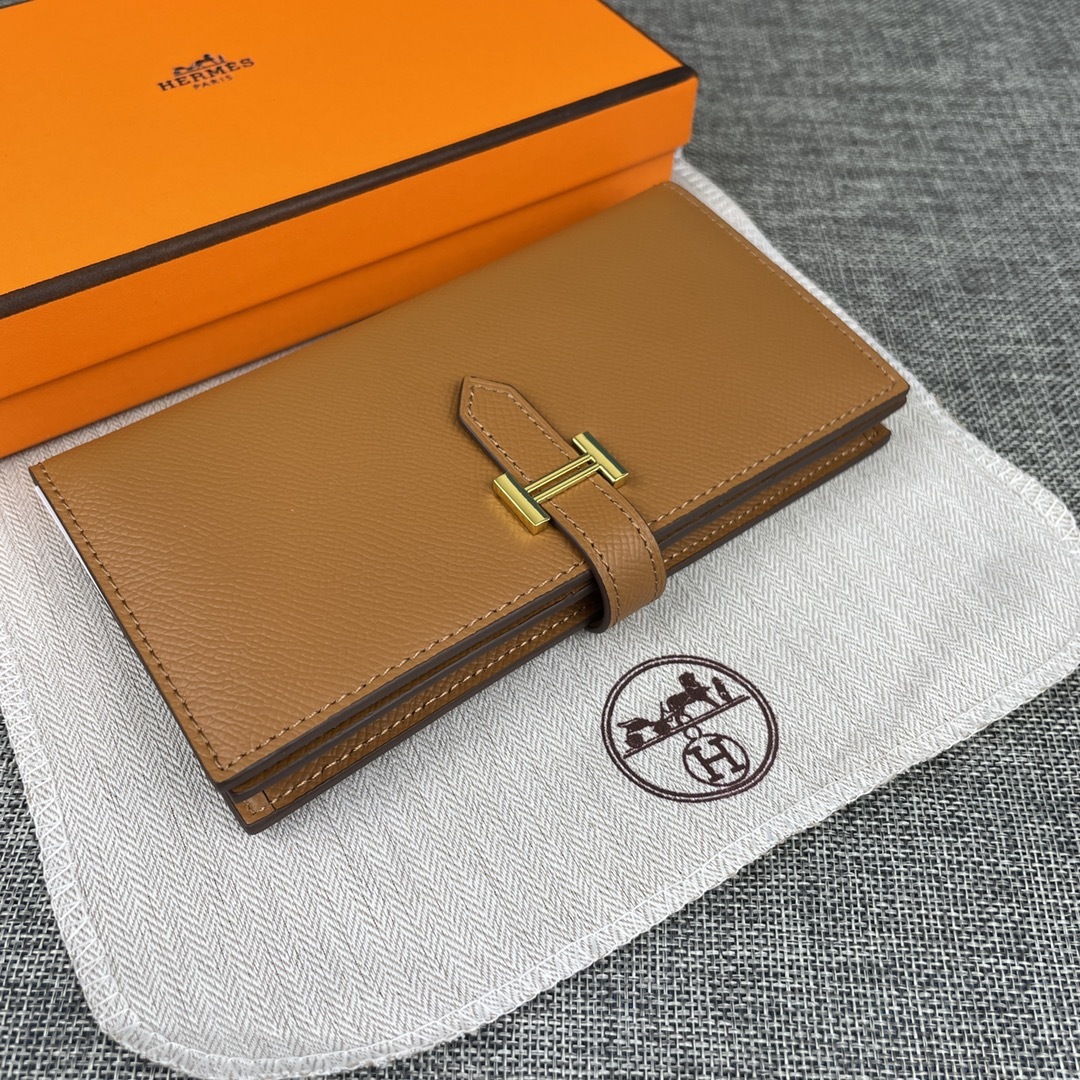 Hermes •原单P
Empson手掌纹
爱马仕女士新款纯色皮革内拉链口袋竖款钱包 
💋专柜对版复刻