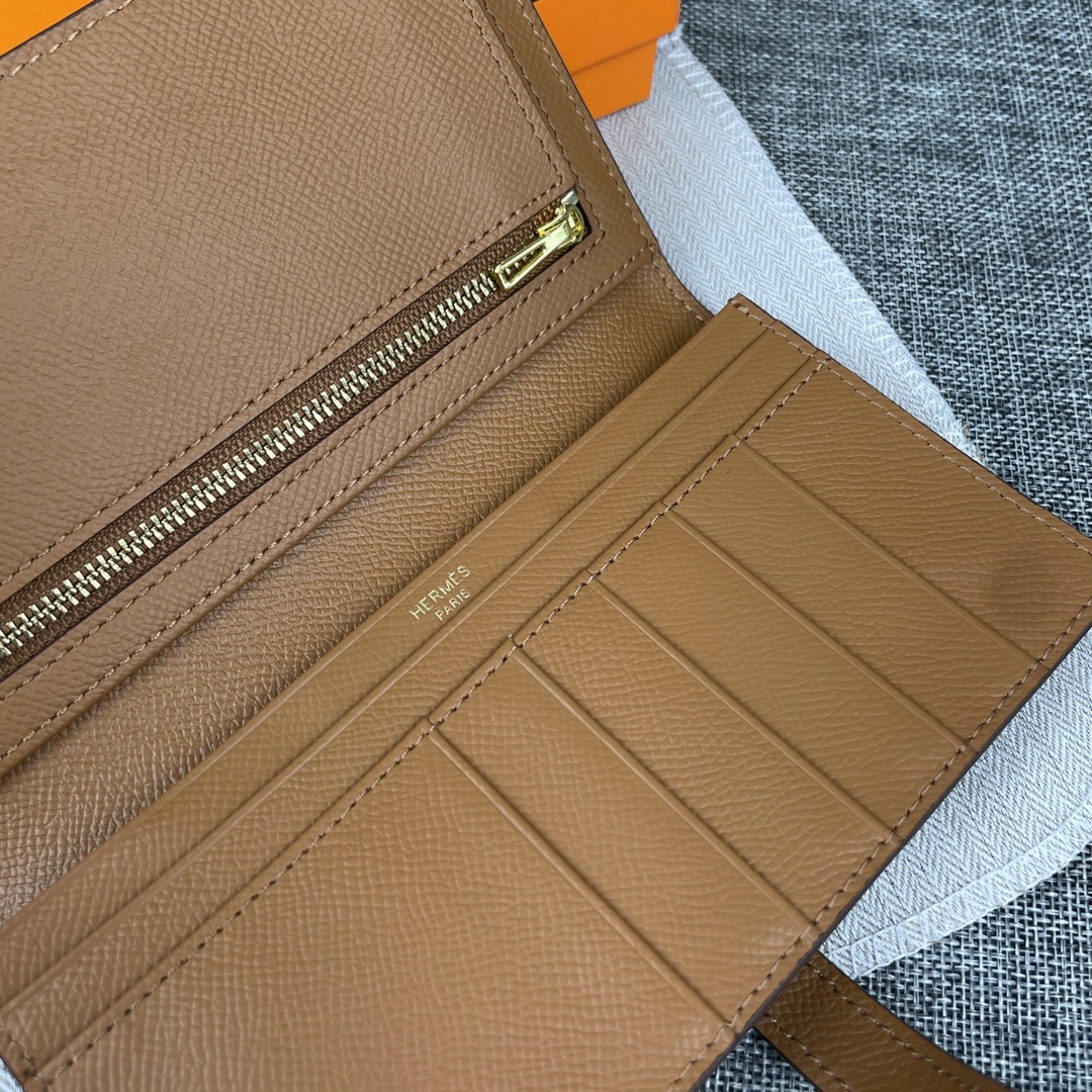 Hermes •原单P
Empson手掌纹
爱马仕女士新款纯色皮革内拉链口袋竖款钱包 
💋专柜对版复刻