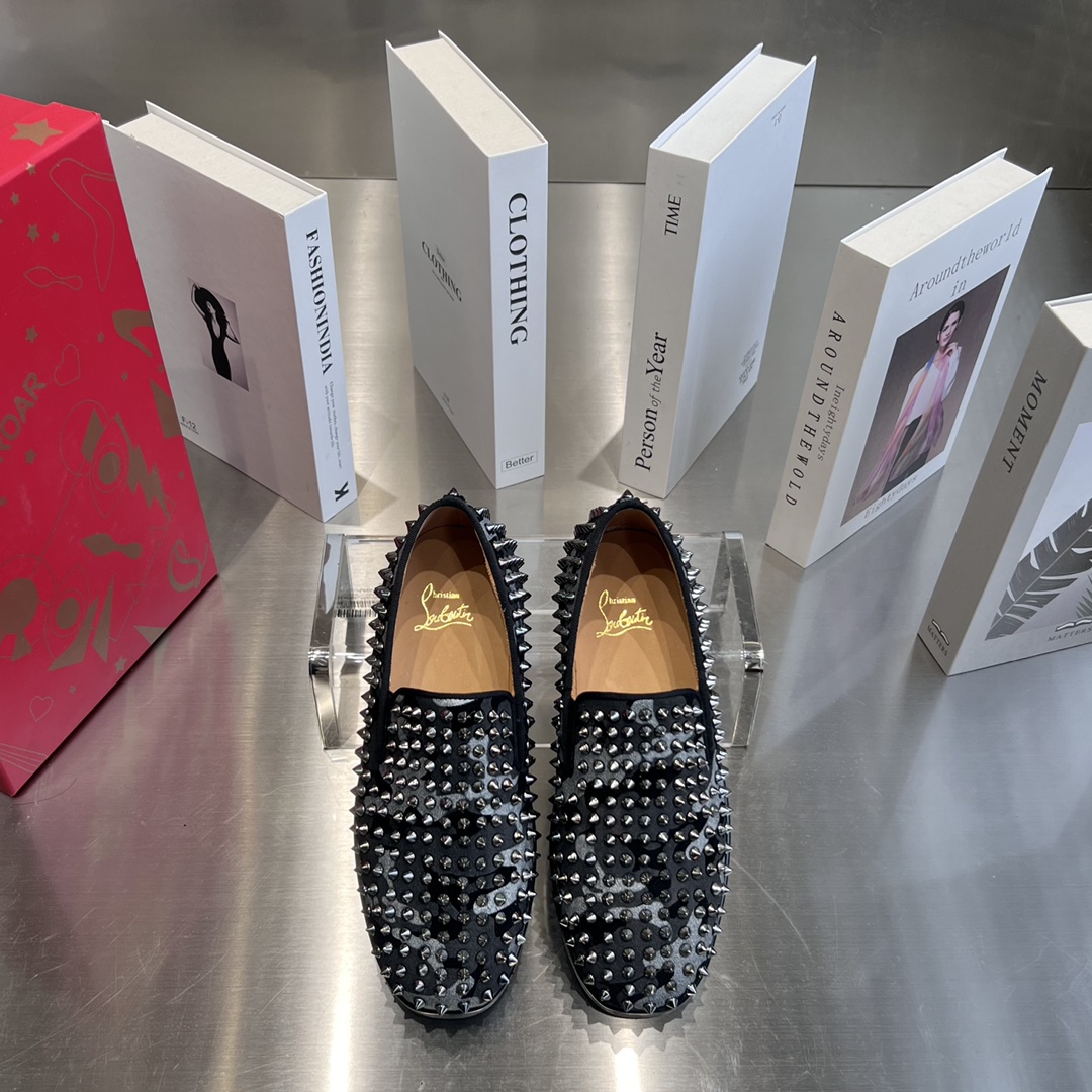 Christian Louboutin Shoes Loafers Shop Designer Replica
 Grey Women Men Cowhide
