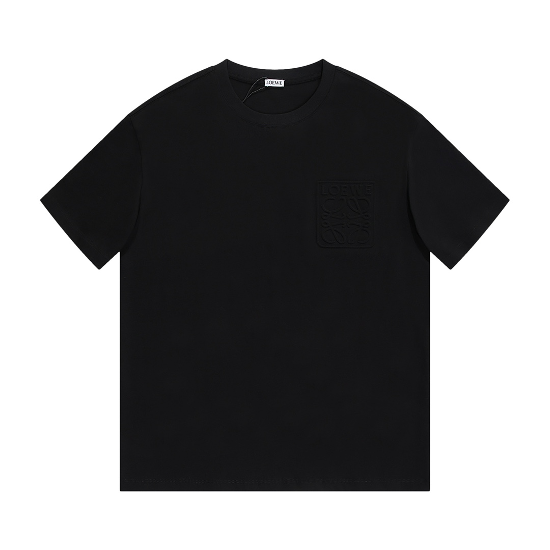 Designer Fake
 Loewe Best
 Clothing T-Shirt Black White Unisex Cotton Short Sleeve