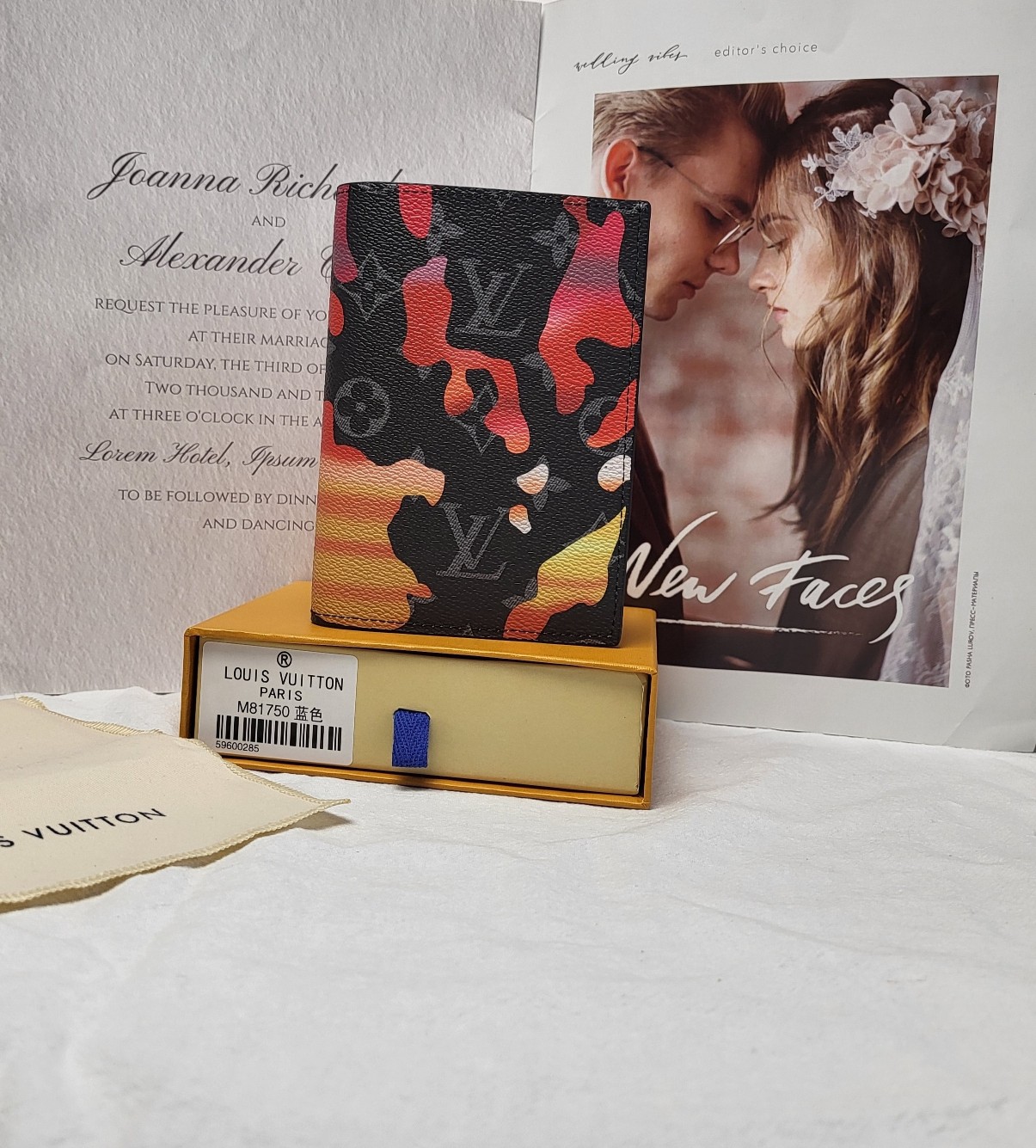 Leather passport cover interior view