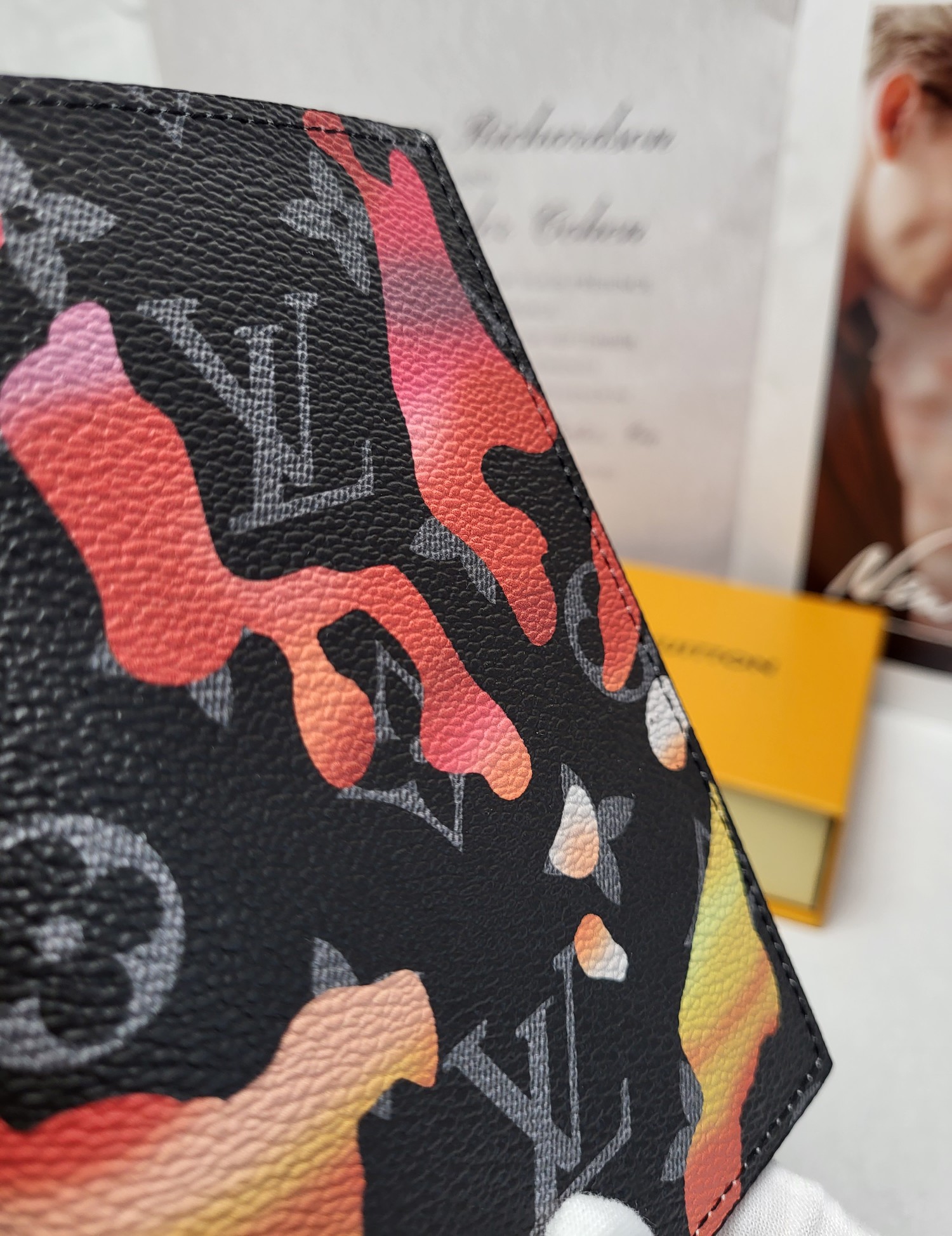 Leather passport cover side view