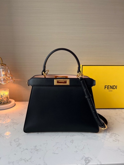 Fendi Peekaboo ISeeU Petite Medium Black Leather Top Handle Bag 1 Fendi Peekaboo ISeeU Petite Medium Black Leather Top Handle Bag