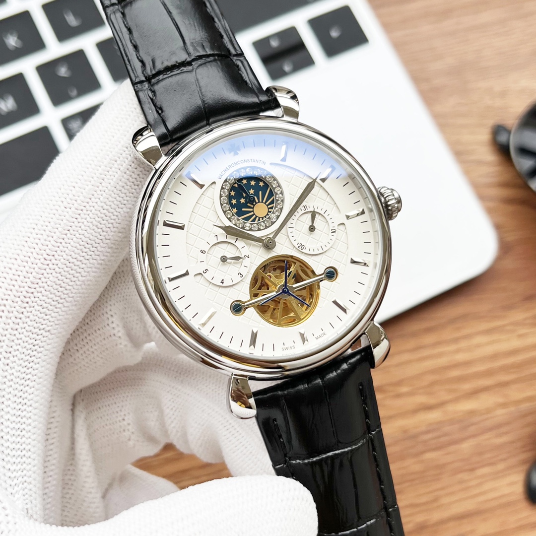 -白皮520金540钢带加20 💫💫实物拍摄 品牌：江诗丹顿 -Vacheron Constantin 类型：[酷]男士腕表 表壳：316精钢（做工优质） 表带：进口真牛皮/316精钢 机芯：高级定制自动机械机芯 玻璃：高级强化镀膜镜面 尺寸：直径43mm，厚度13mm