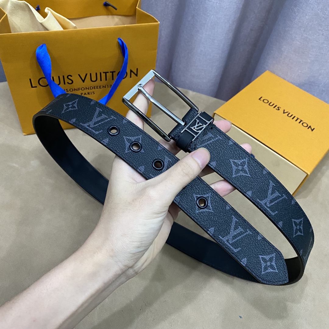 Louis Vuitton Belts Men Calfskin Cowhide