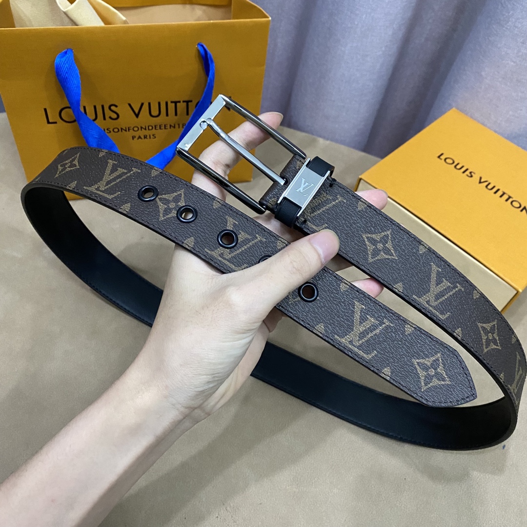 Louis Vuitton Belts Men Calfskin Cowhide