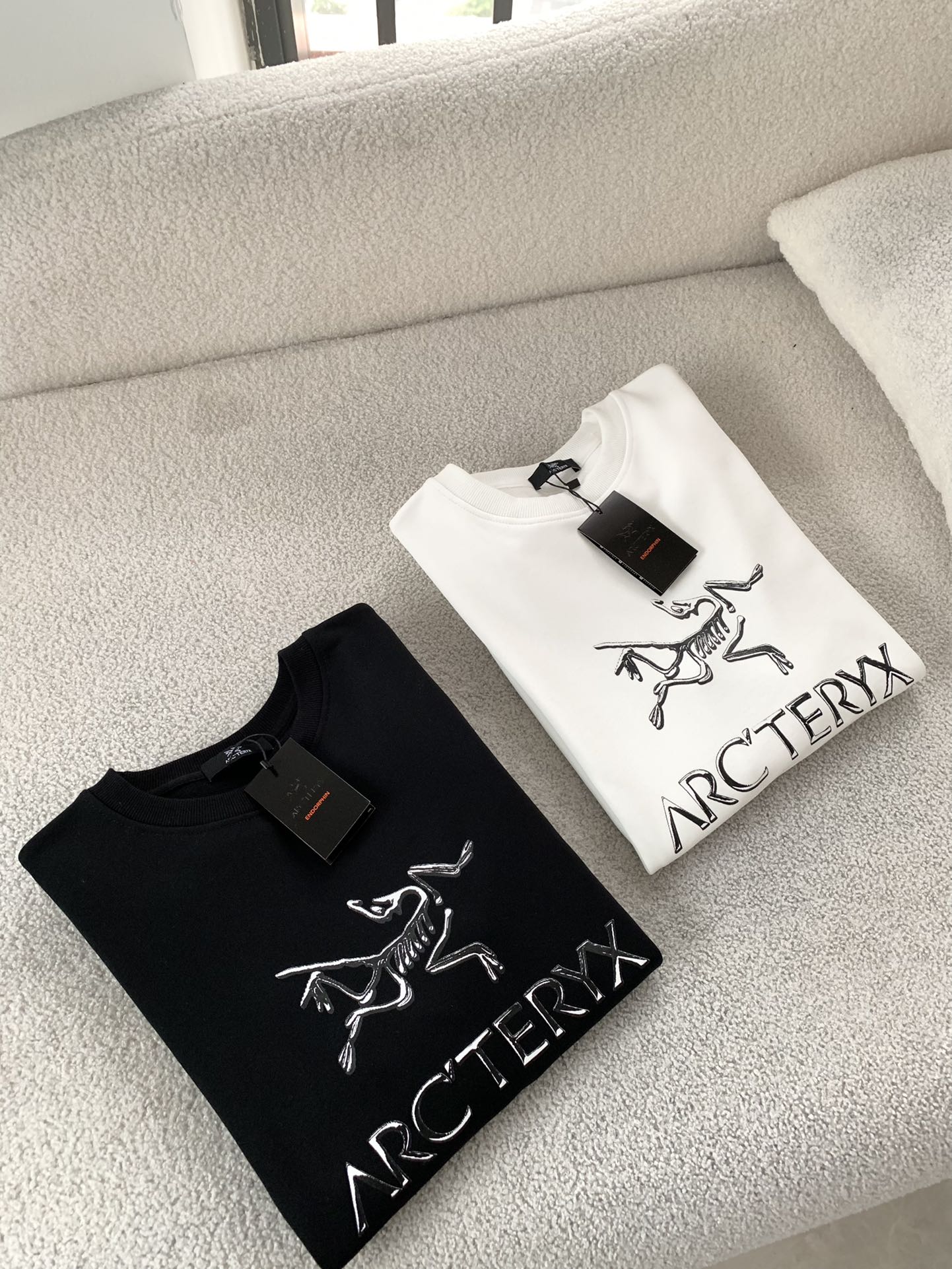 Arcteryx Kleidung Sweatshirts Schwarz Weiß Drucken Unisex Baumwolle Herbst/Winter Kollektion Langarm