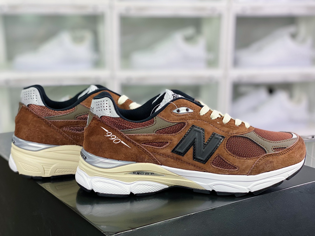 NB【New Balance】Made in USA M990V3 Third Generation Series Low Top ”Co-branded Dark Brown Black and White” M990JB3