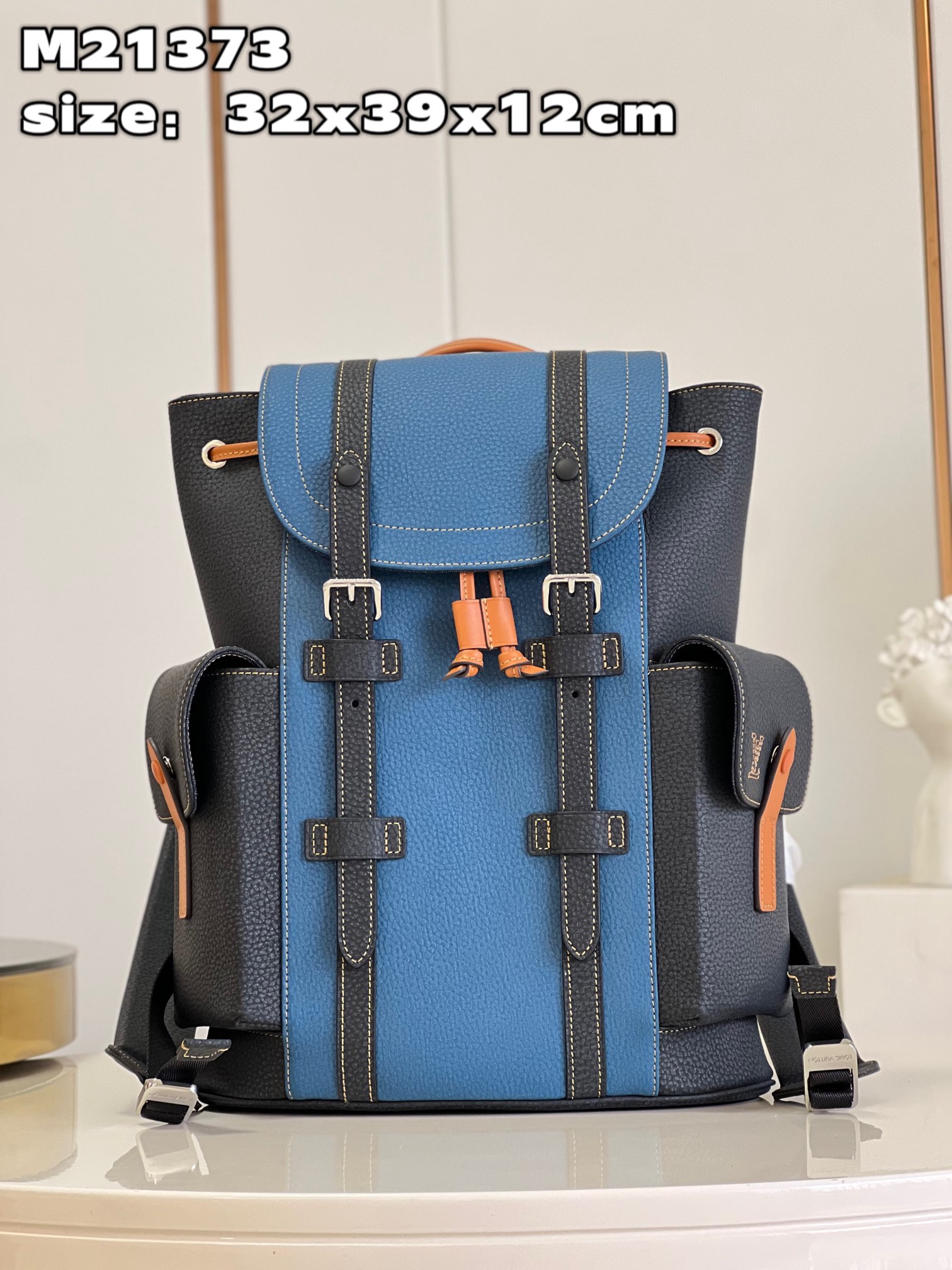 Louis Vuitton LV Christopher Bags Backpack Denim Blue Taurillon Cowhide M21373
