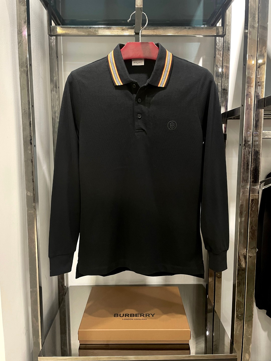 Burberry Clothing Polo Black Embroidery Cotton Long Sleeve