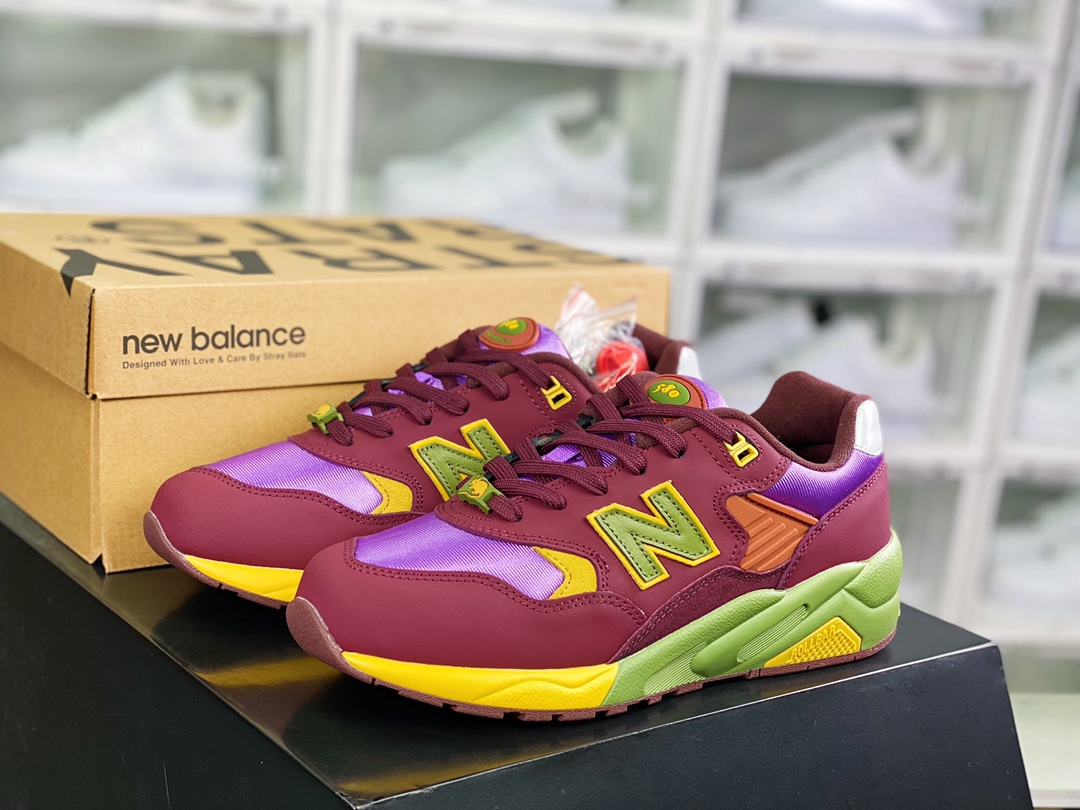 Stray Rats x NB [New Balance] MT580 Series Classic Retro Leisure Sports Jogging ”Wine Red Pink Green” MT580SR2