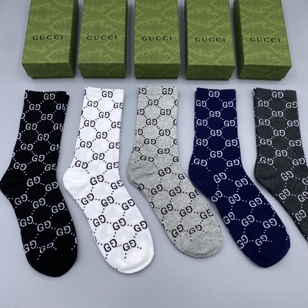 Chaussettes Gucci Mi-Mollet Imprimées GG, Respirantes et Confortables - Unisexe