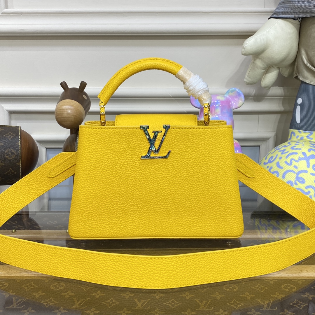 Louis Vuitton LV Capucines Bags Handbags Green Yellow Taurillon Ostrich Leather Mini M21168