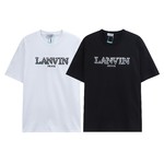 Sale
 Lanvin Clothing T-Shirt Black White Embroidery Unisex Cotton