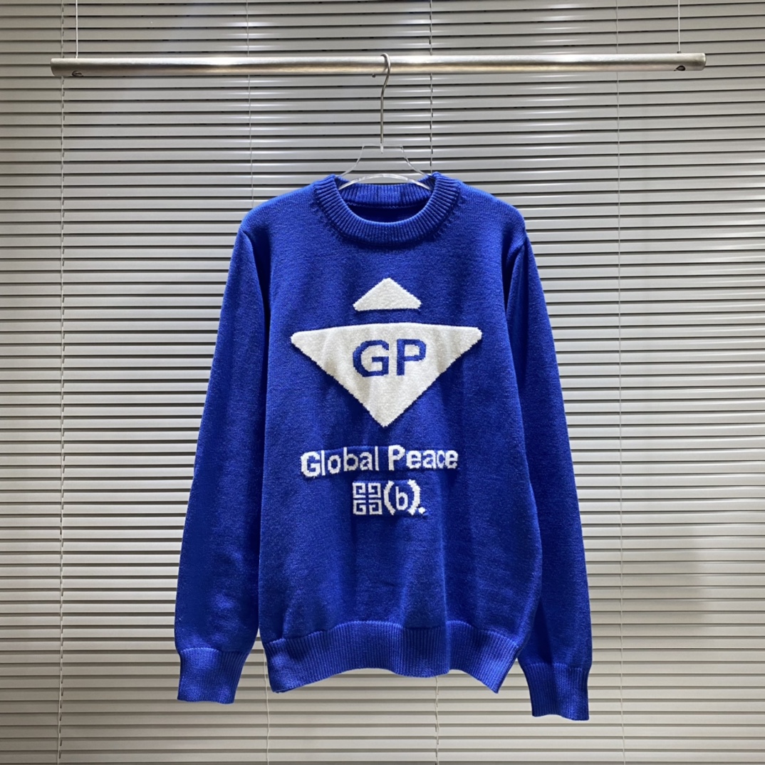 Jijia Givenchy suéter con cuello redondo en jacquard con logo de letra triangular Color: Azul Talla: S M L XL XXL