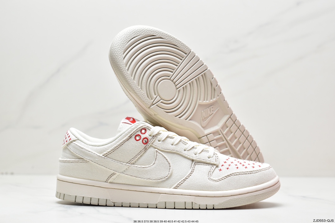 240 NIKE SB Dunk Low 单宁布白红DV0834-100